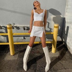 Are You Am I KETKI White Mini Skirt 0 XS